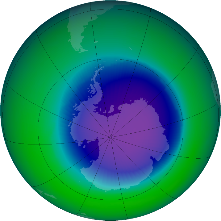 1997-October monthly mean Antarctic ozone